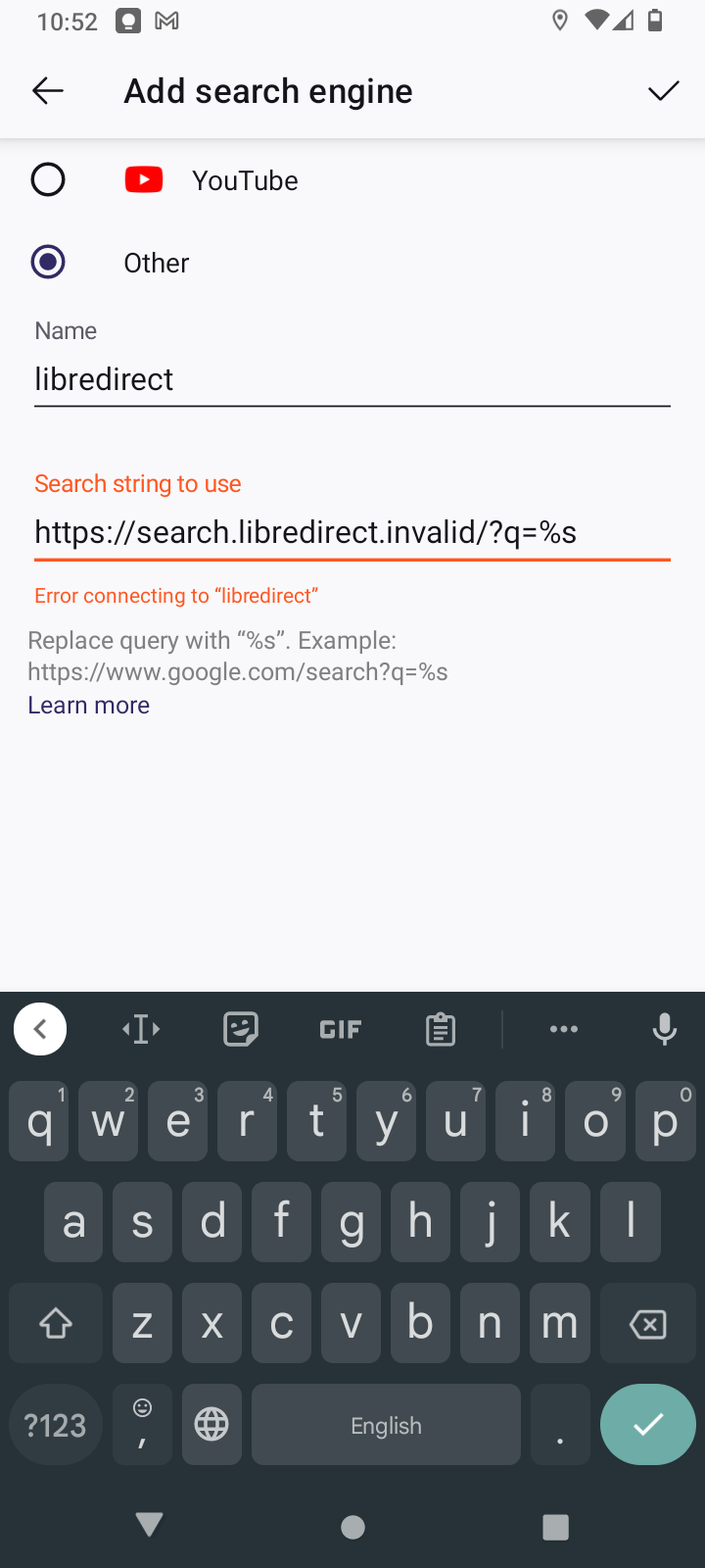 Can't make libredirect default search engine, 