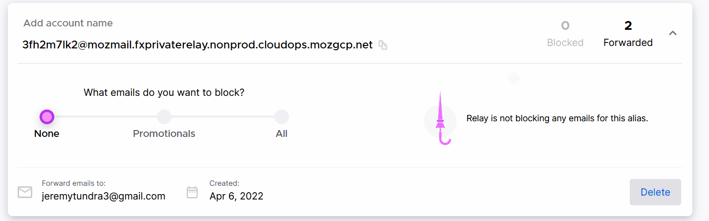 The status descriptions of the Promotional Email Blocking UI from ...
