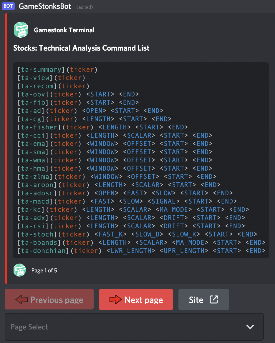 Discord Bot Command List