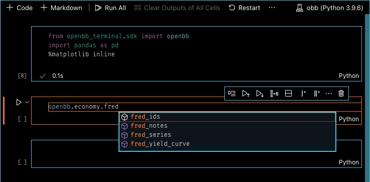 FRED functions in the OpenBB SDK