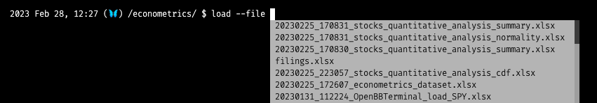 Loading data in the Econometrics menu