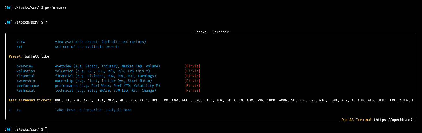 Screener Results
