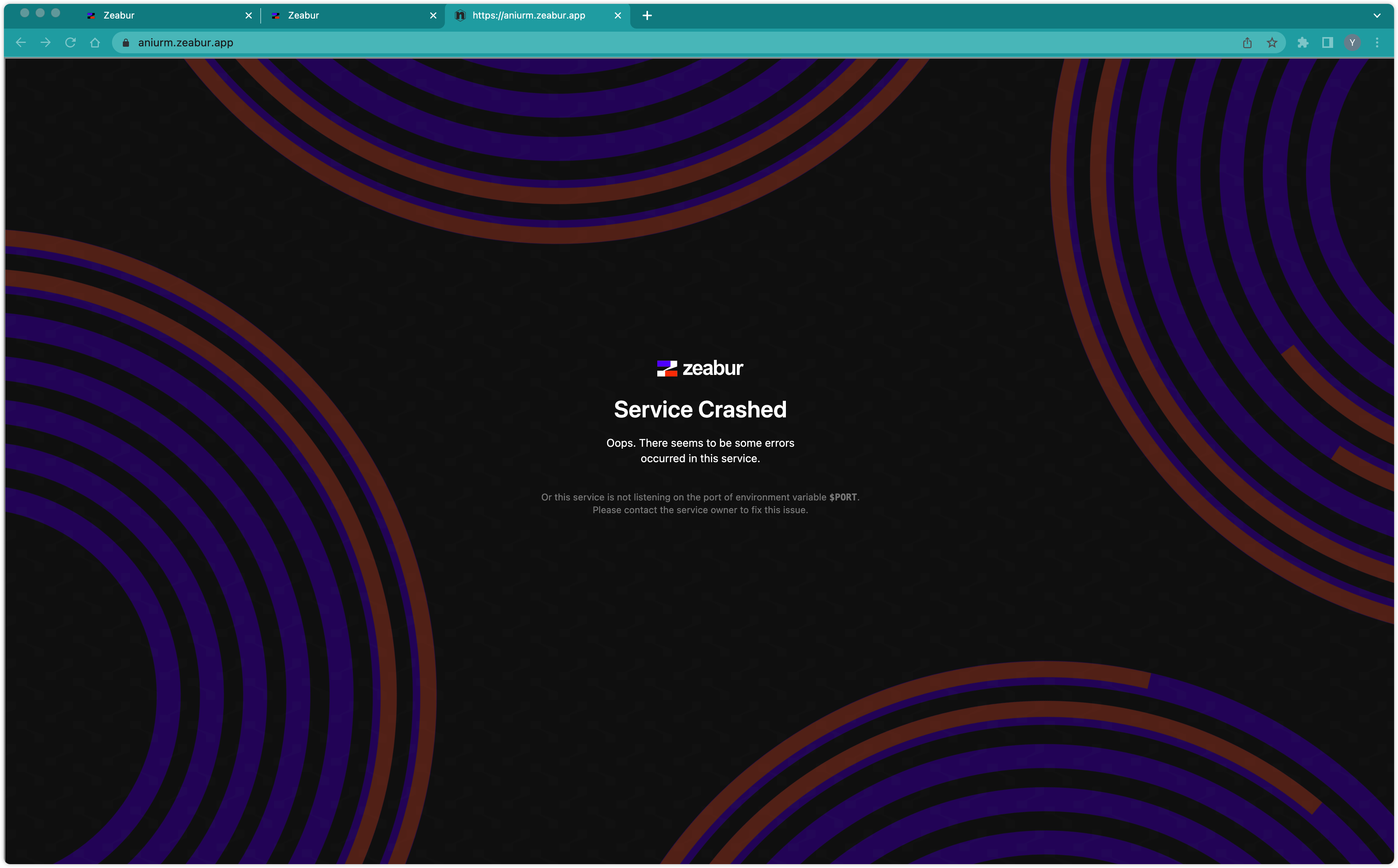 部署好的网站Service Crashed · Issue #89 · zeabur/zeabur · GitHub