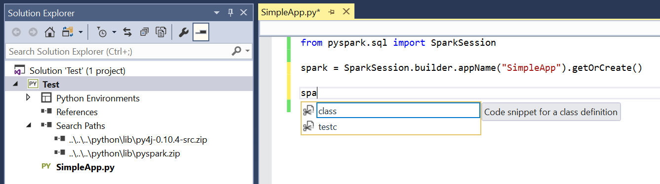 Intellisense stops after adding PySpark to the search paths · Issue ...