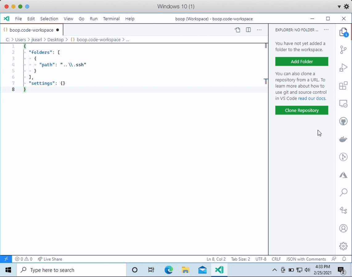 After adding a folder to a workspace whose .code-workspace file is read ...