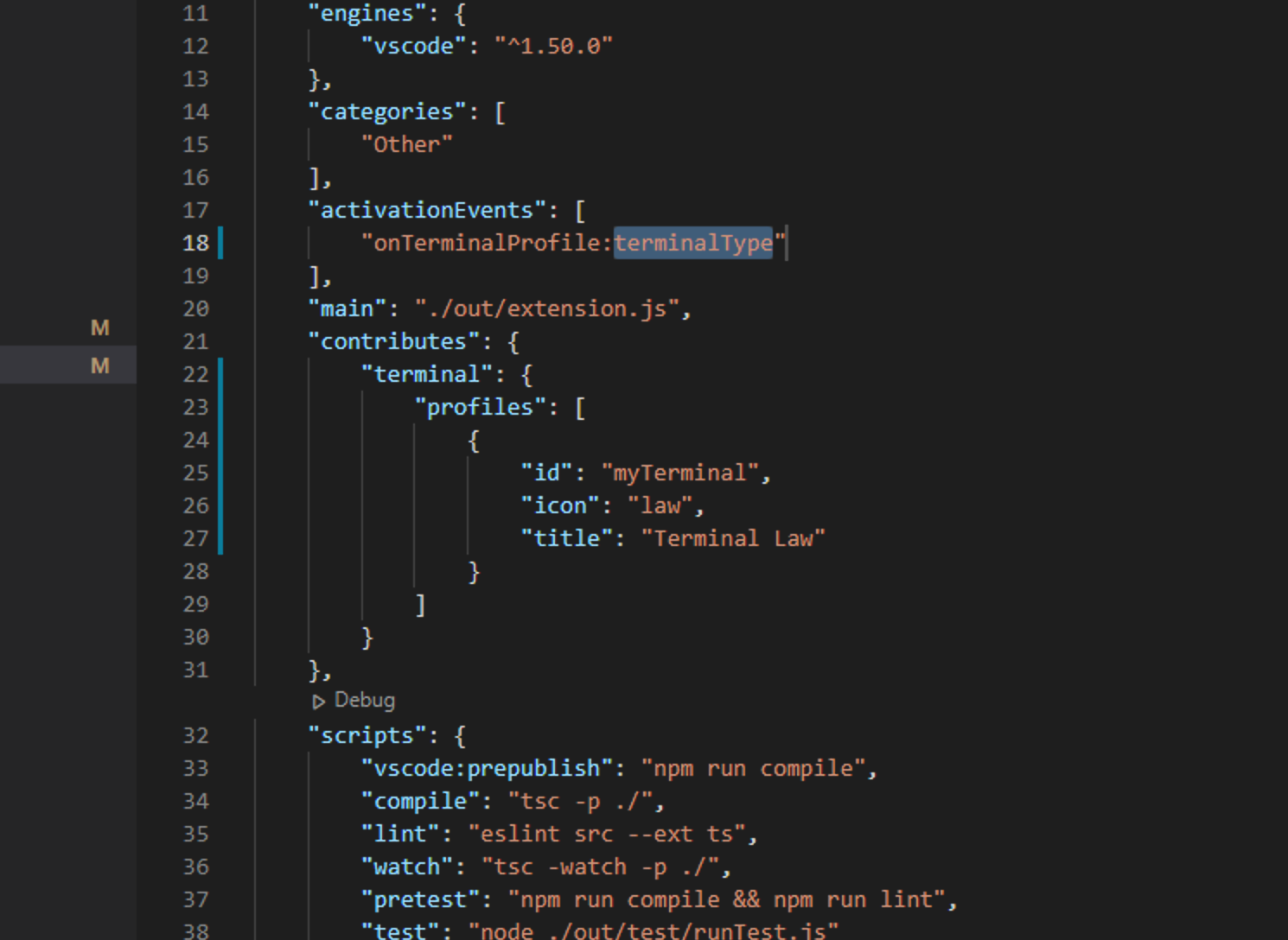 terminalType in activationEvent vs terminal id elsewhere