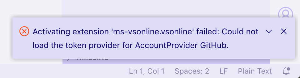 Could not load the token provider for AccountProvider GitHub · Issue ...