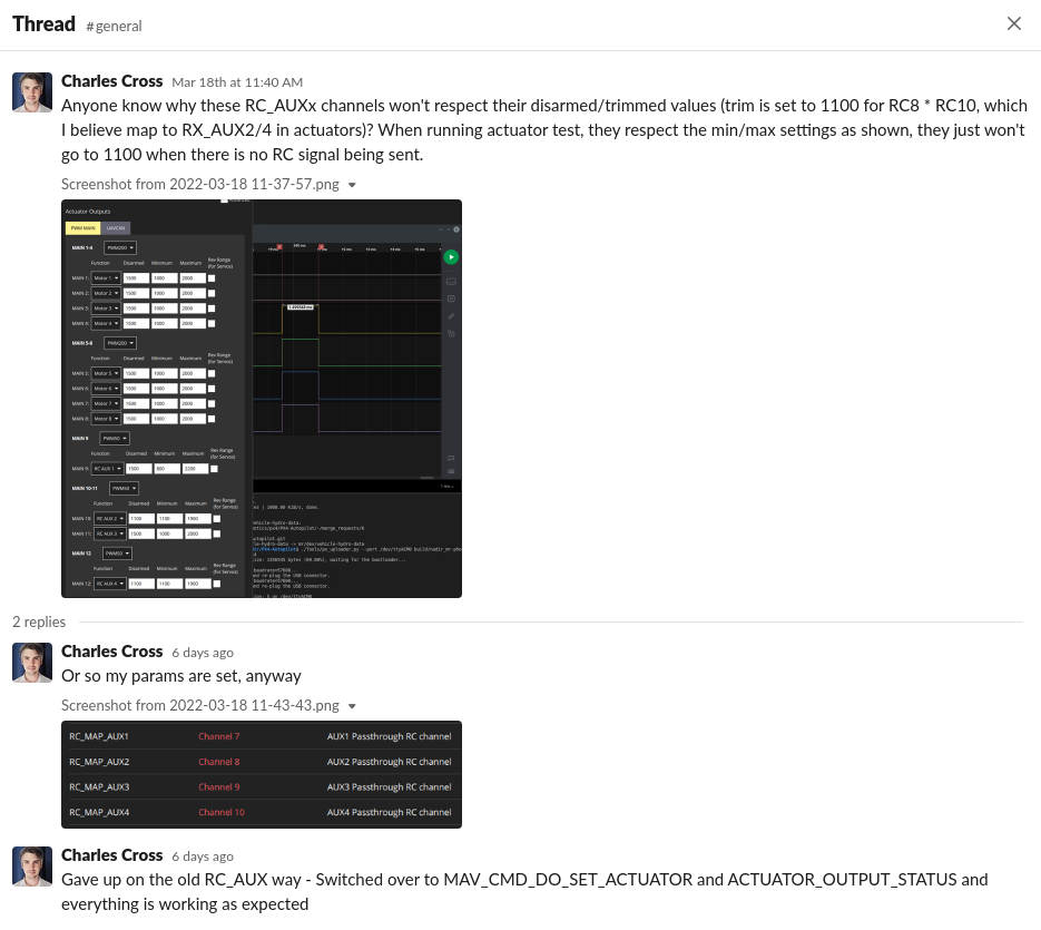 PX4 Aux output ports not outputting PWM signal when using RC