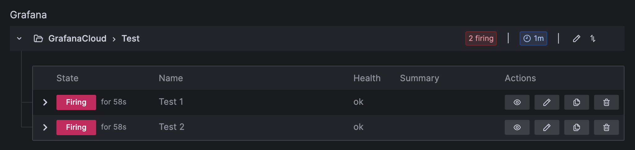 Alerting: Show information about screenshots in list view or create
