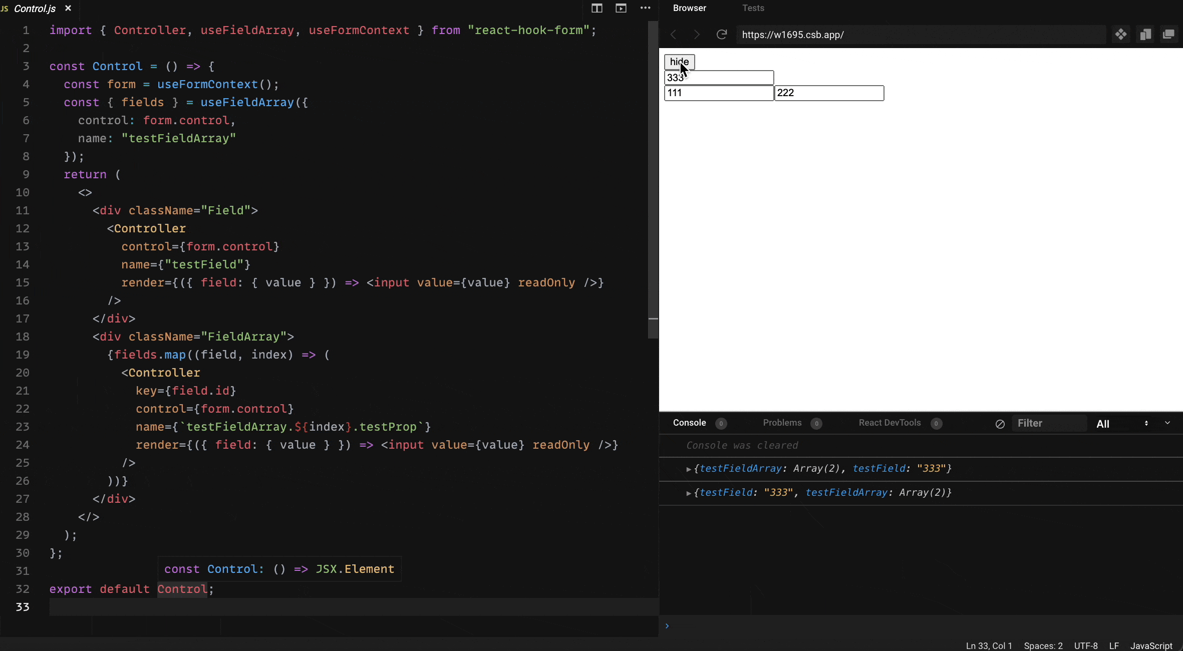 issue: useFormContext. If Controller is unmounted and when mounted ...