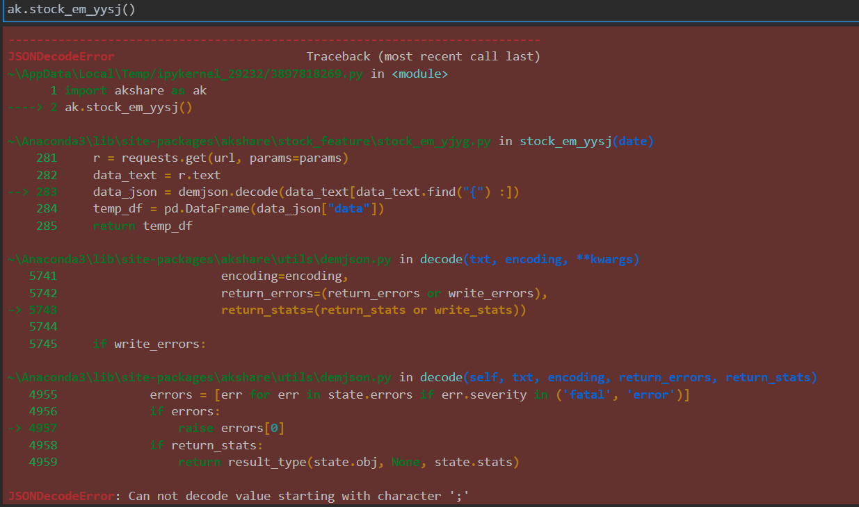 AKShare 接口问题报告 · Issue #2231 · akfamily/akshare · GitHub