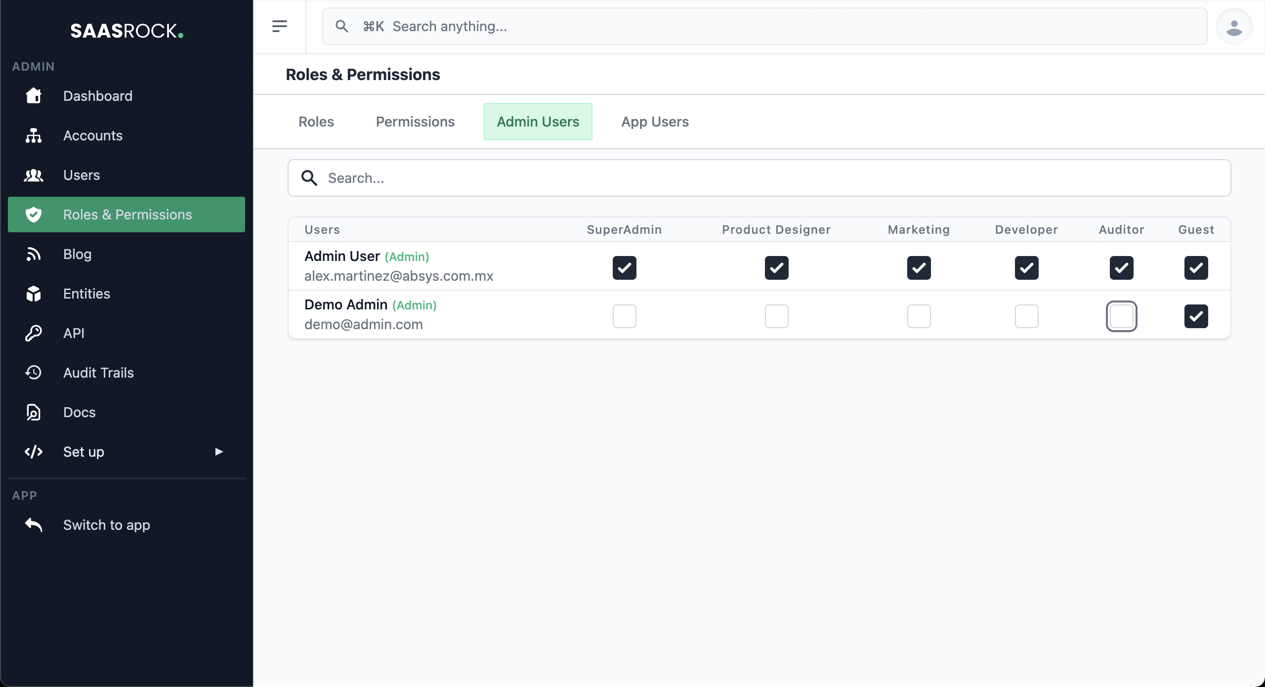 Set Admin Roles