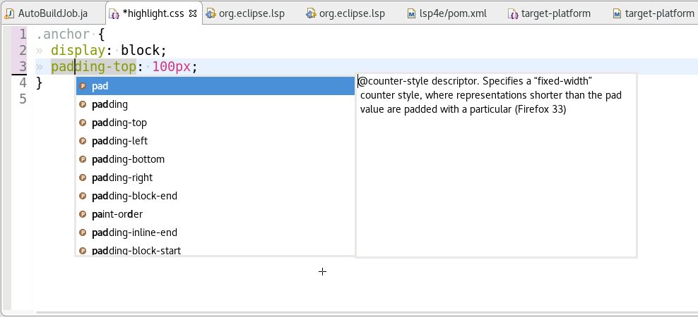eclipse-css-code-complete