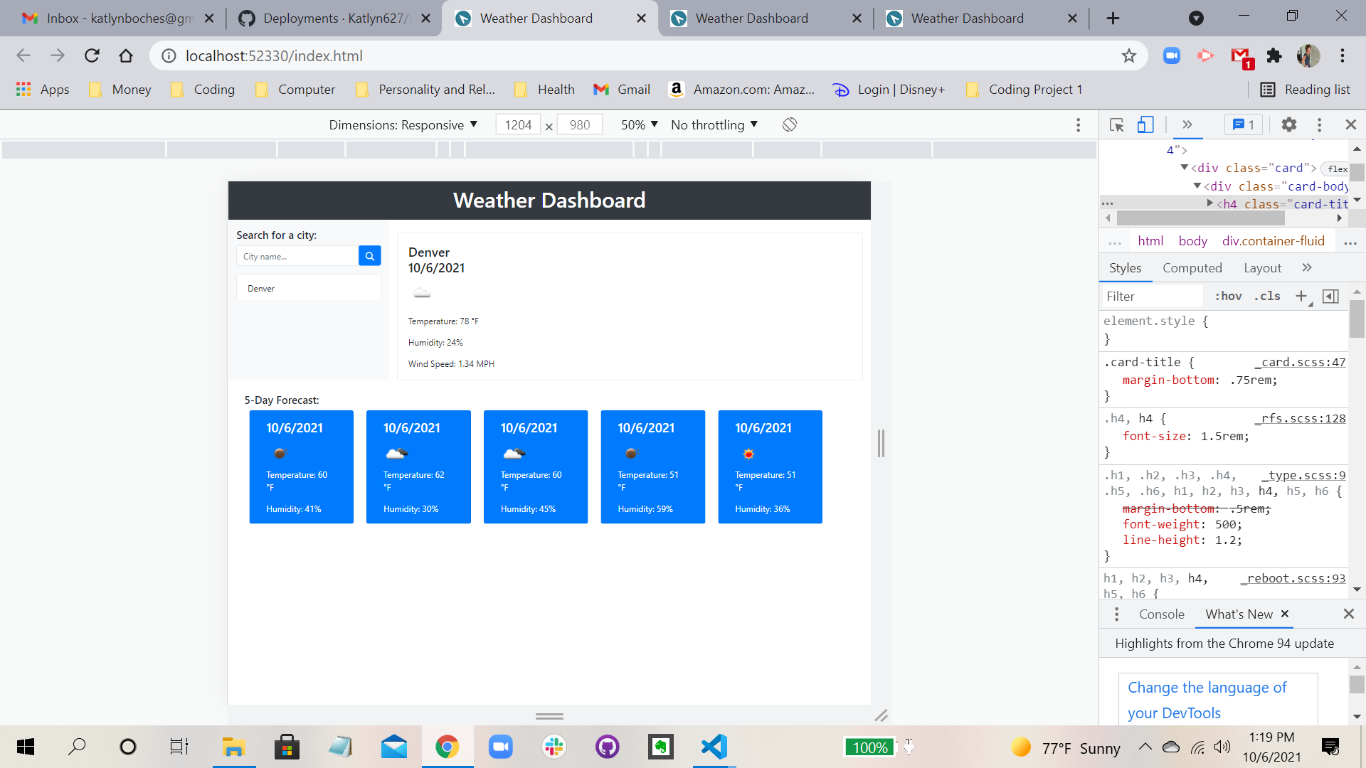 GitHub - Katlyn627/Weather-Dashboard: A simple web application that ...