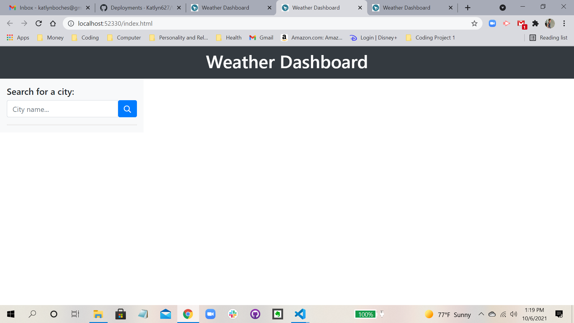 GitHub - Katlyn627/Weather-Dashboard: A simple web application that ...
