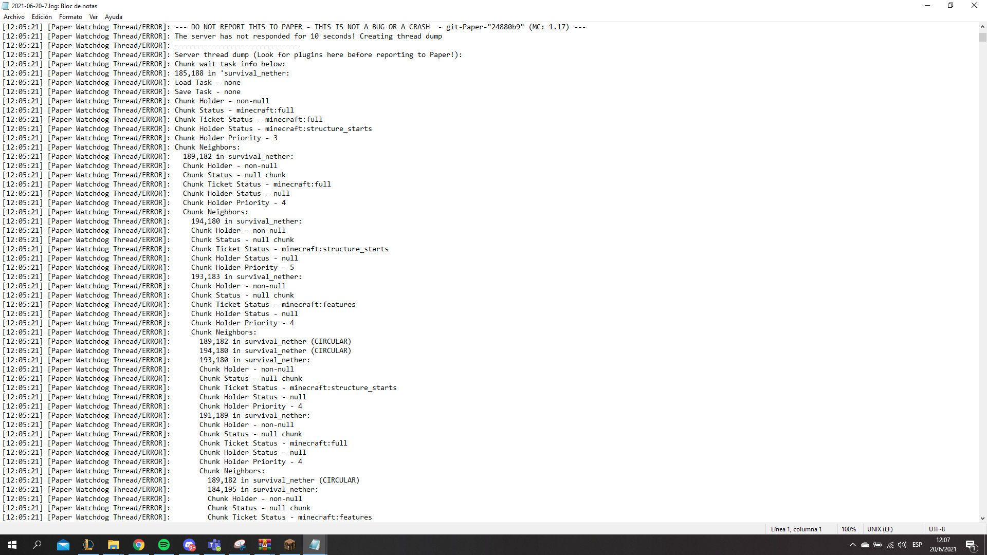 Bug of CHUNKS [ Paper 1.17-7 ] · Issue #5908 · PaperMC/Paper · GitHub