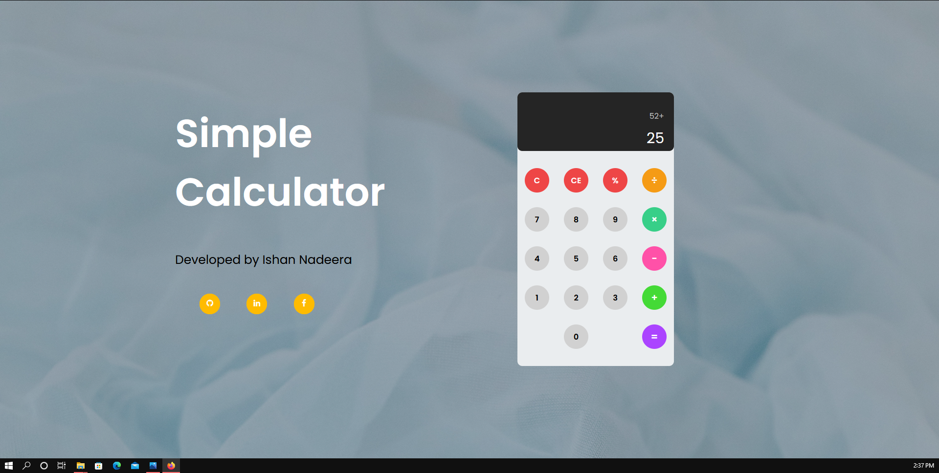 GitHub - IshanNadeera/Simple-Calculator: Simple Calculator using HTML ...