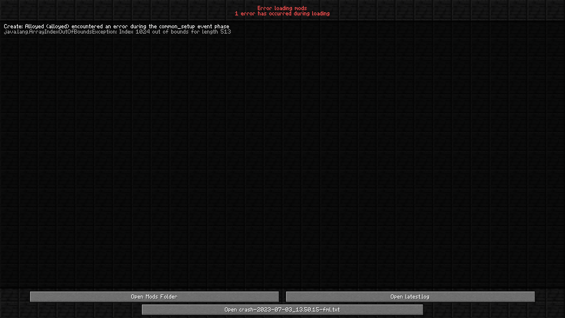 Crash startup 1 19 2 forge issue 95 mythrilbagels create alloyed