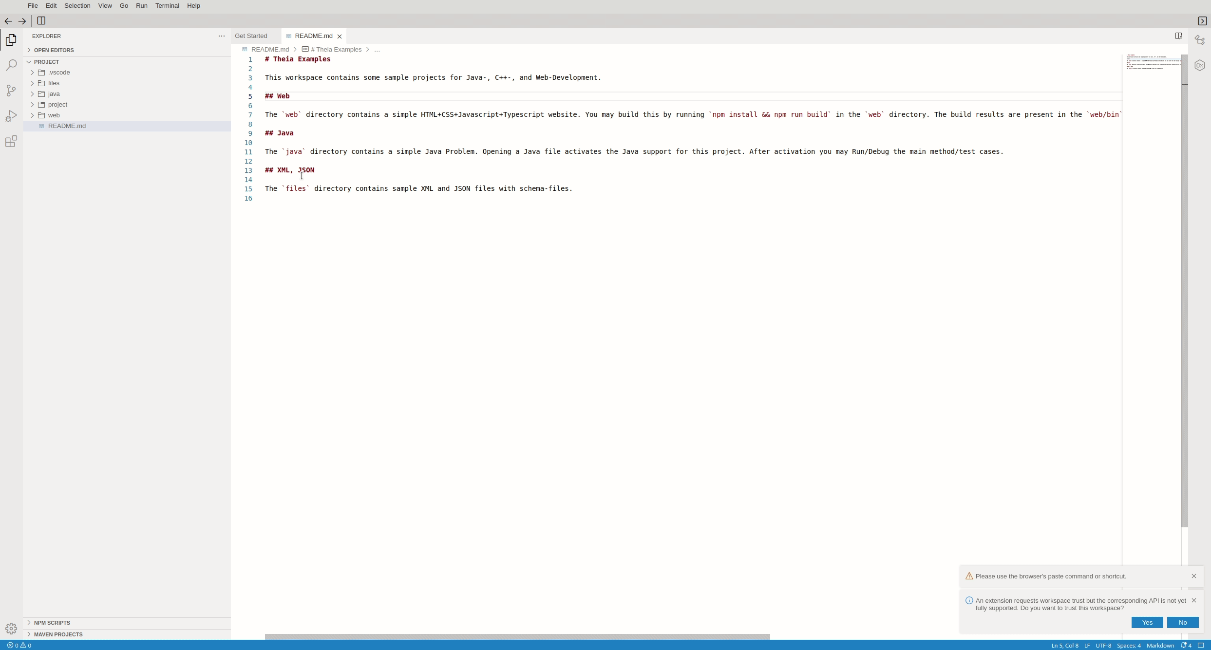 File explorer interprets any string pasted there as a file path · Issue 12654 · eclipsetheia