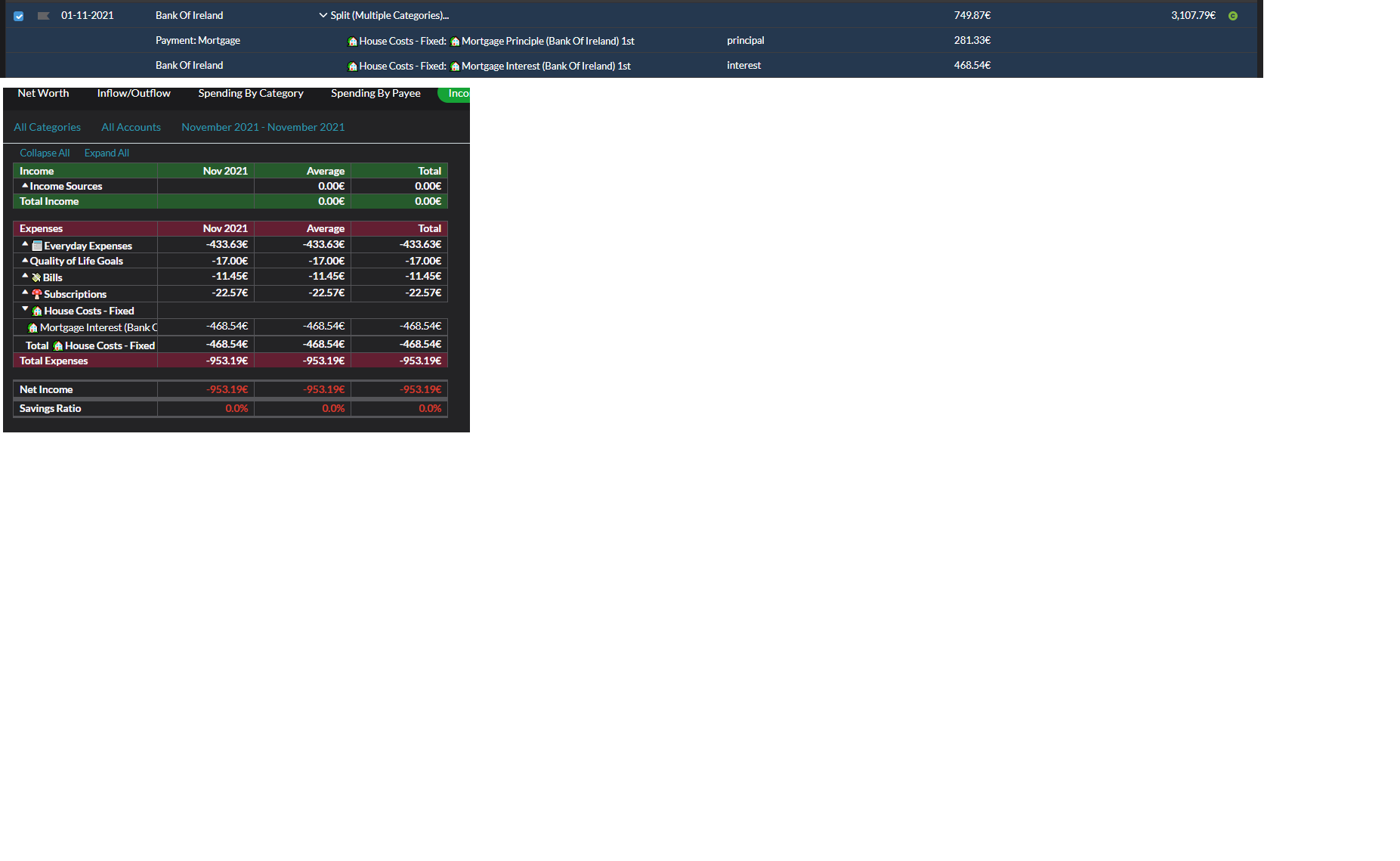 [BUG]Split Payment to Tracking Account not showing in vs