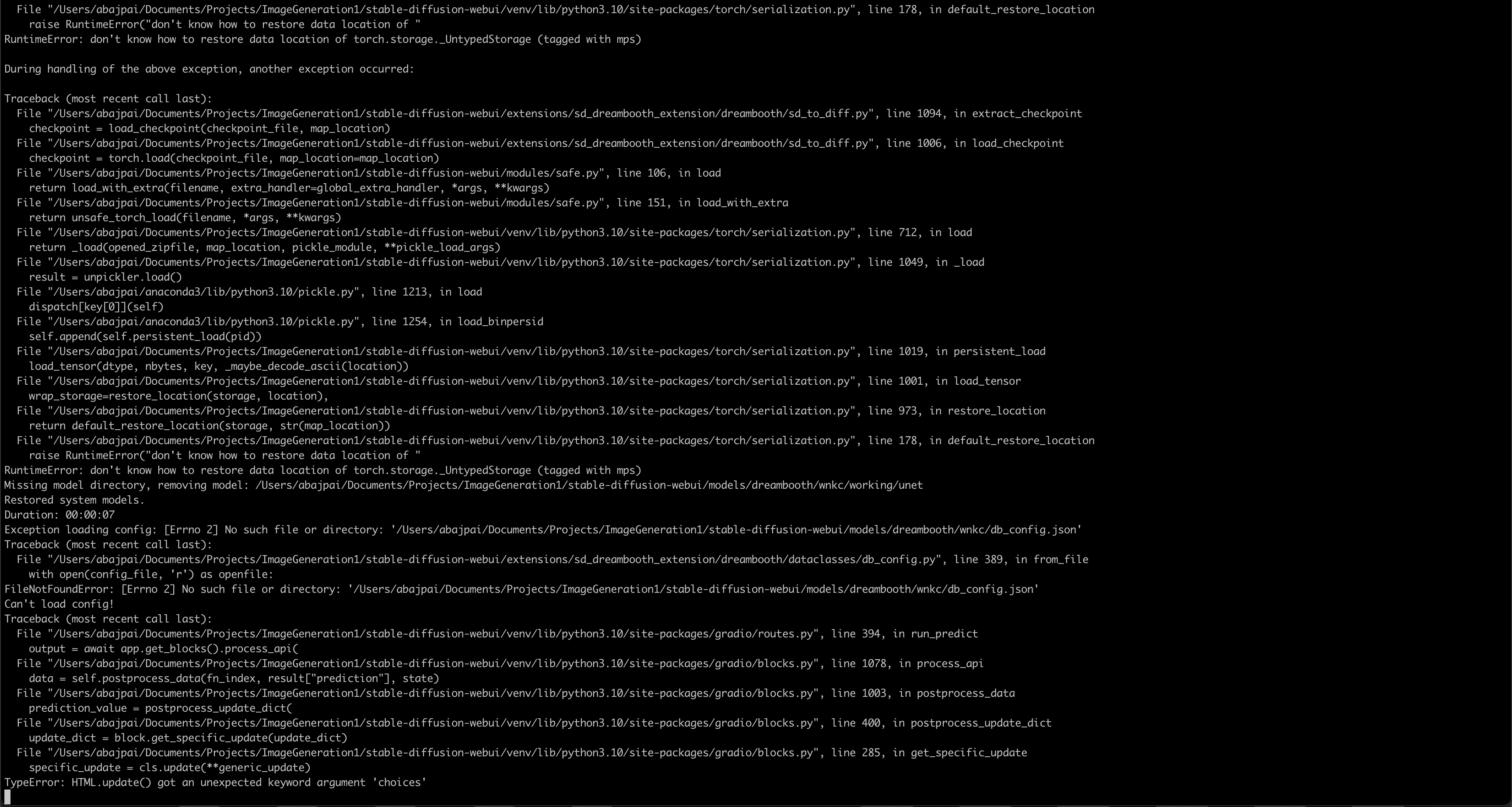 Unable to create model using this extension on Automatic1111 web ui ...