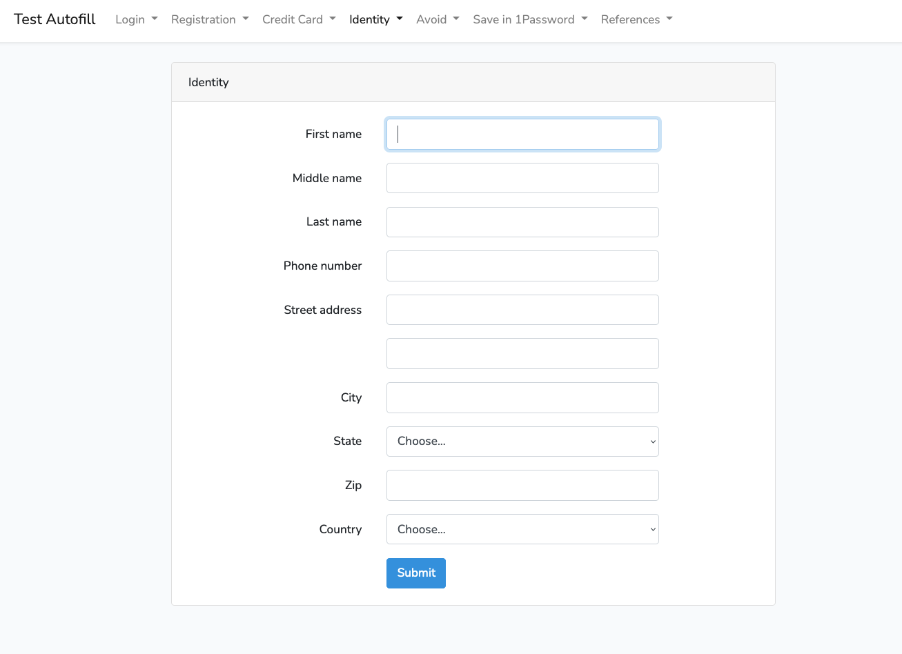 Strongbox not offering to fill identity (name, address) or credit card