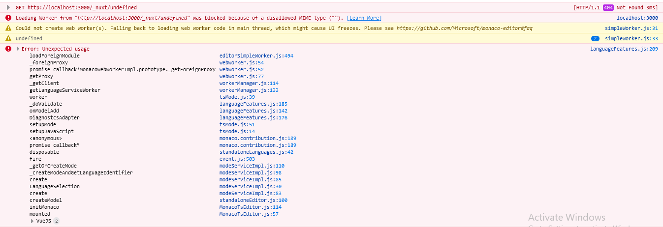 Facing issue while using Monaco editor present in Nocodb · Issue #331 ...