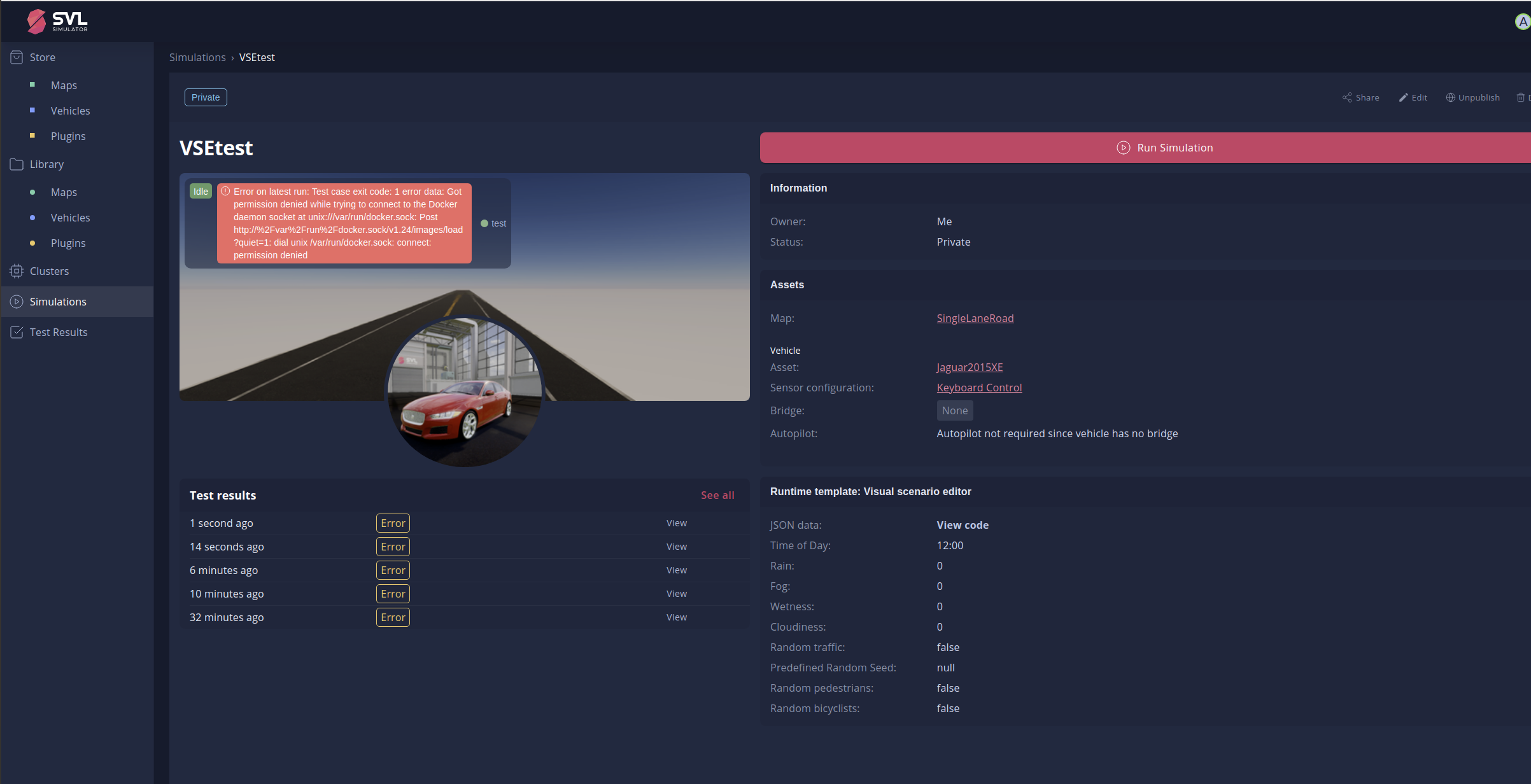 Visual Scenario Editor simulation error without autopilot on Linux ...