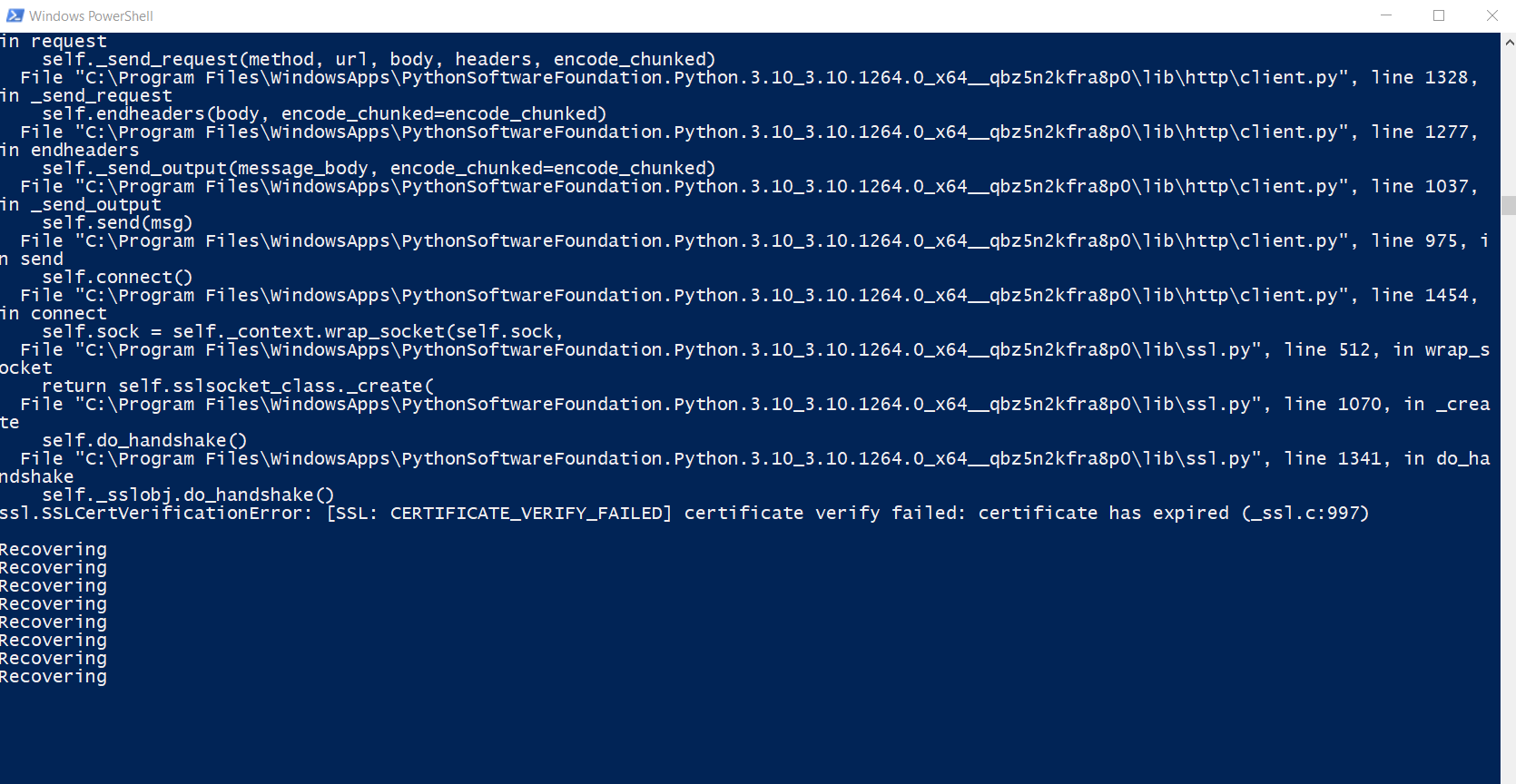 SSL Verification Error - Unable to generate scenario · Issue #10524 ...