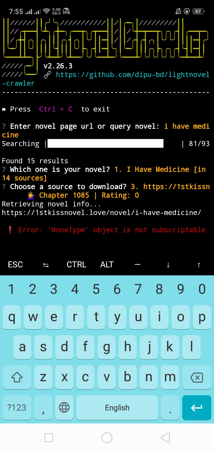 When searching or using URL to download book it just gives me this