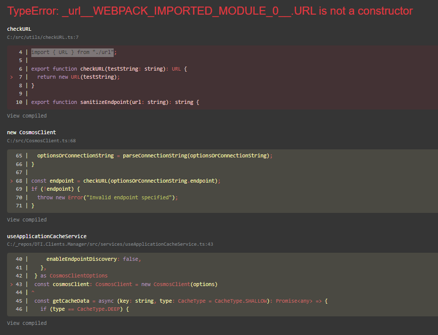 azure/cosmos TypeError _url__WEBPACK_IMPORTED_MODULE_0__.URL is not