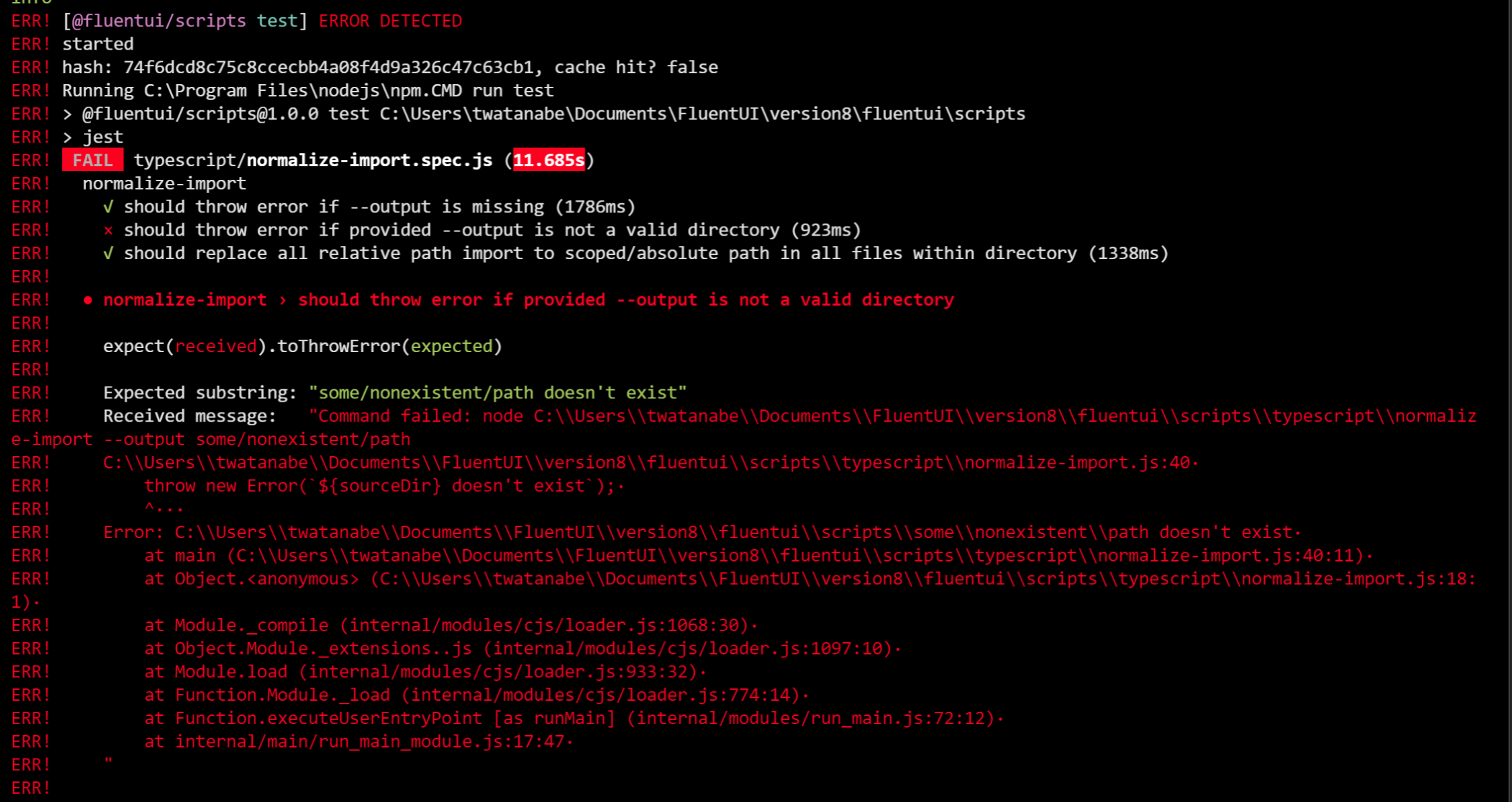 fix: scripts package error thrown during test in Windows 10 by ...