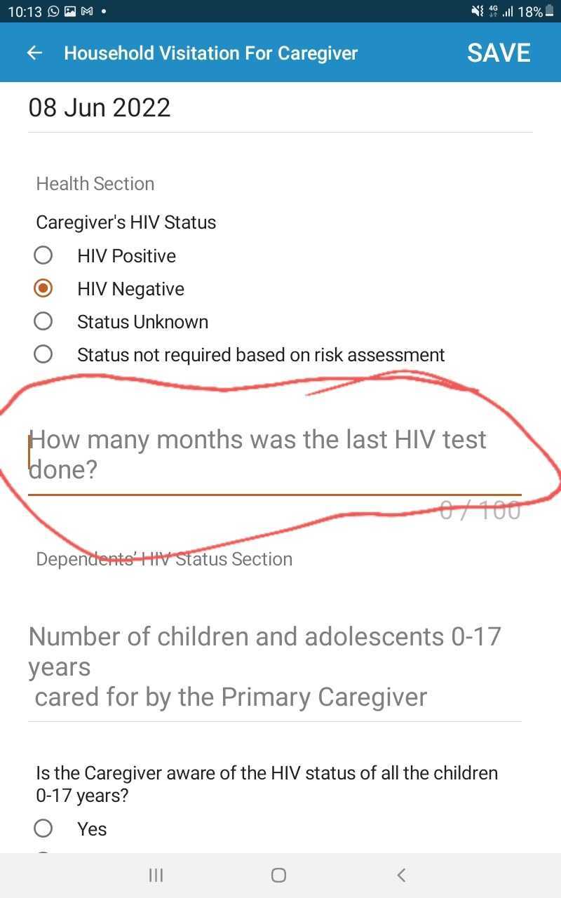 The question "How many months was the last HIV test done?" should not