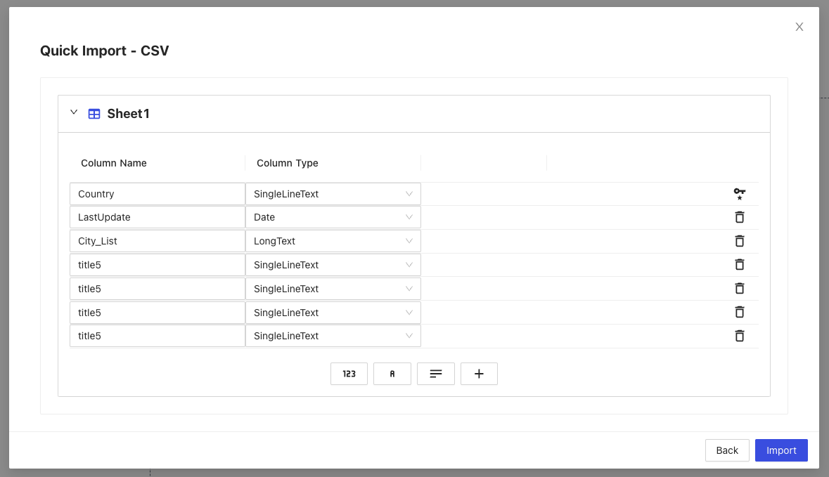 Enhancement- Import template, display duplicate column name error ...