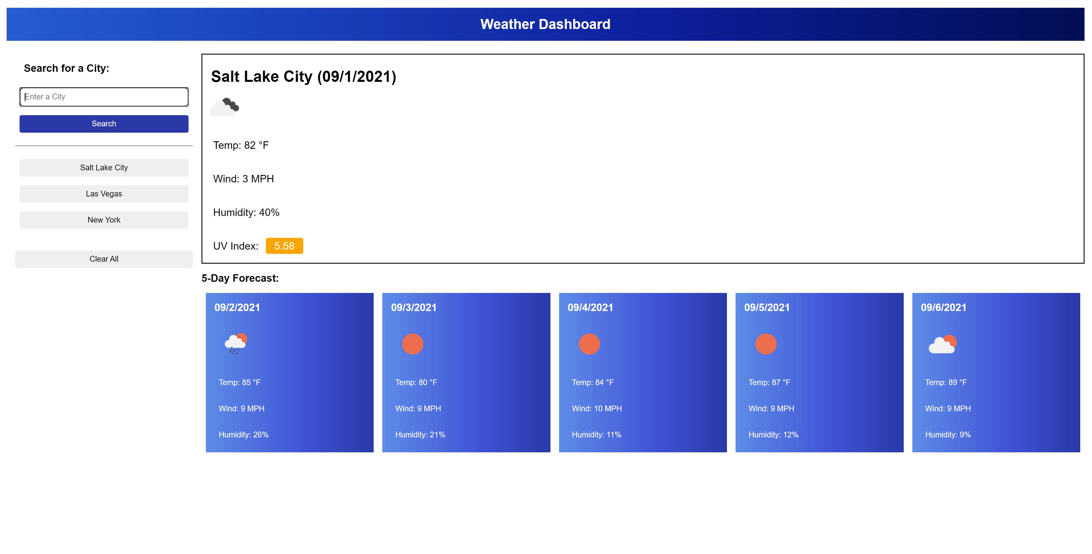 GitHub JDRowley/weatherdashboard A weather app that lets the user