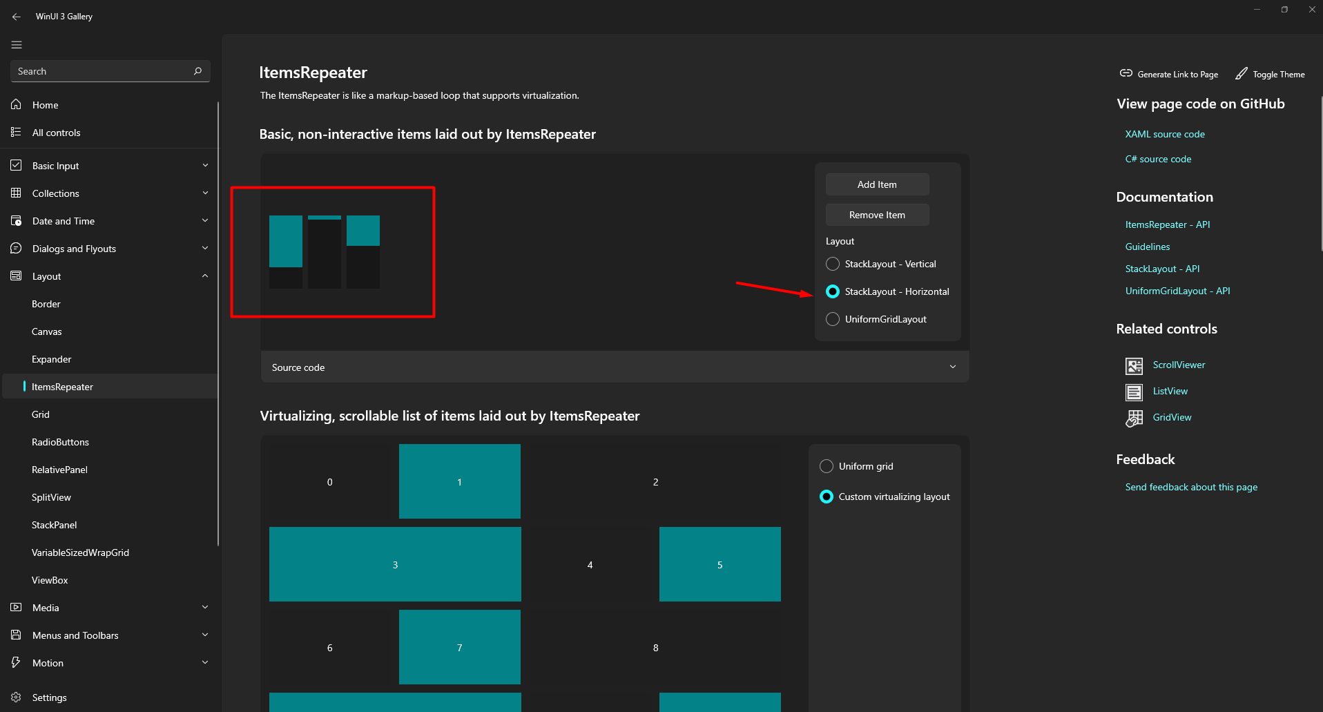 Layout > ItemsRepeater > StackLayout shows opposite content · Issue ...