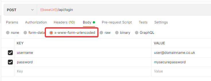Postman - body Content-Type: application/x-www-form-urlencoded · Issue ...