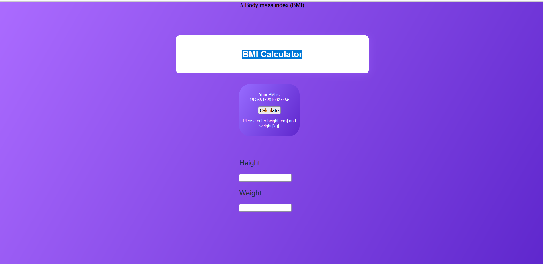 GitHub - AnkitKumar4/BMI-Calculator: BMI Calculator using HTML ,CSS ...