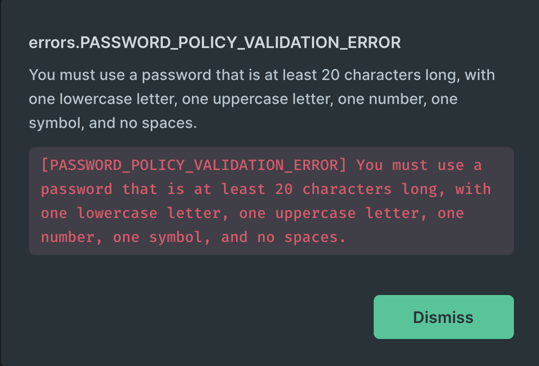 Improve error messages when password doesn't meet policy requirements ...