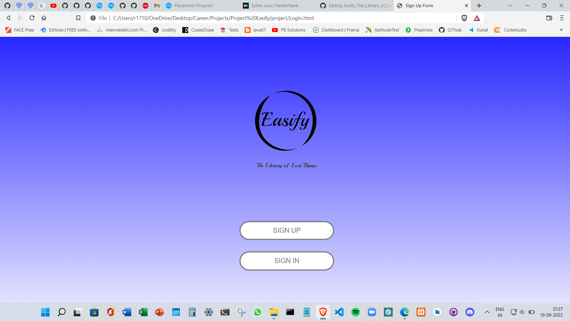 GitHub - mrmeghana/Easify_The_Library_of_Lost_Things: Easify is a web ...