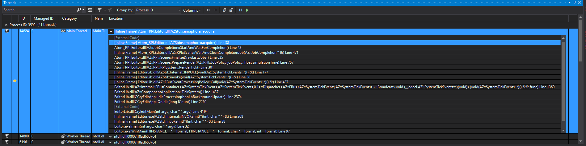 Editor freezes indefinitely after loading a level · Issue #6254 · o3de ...