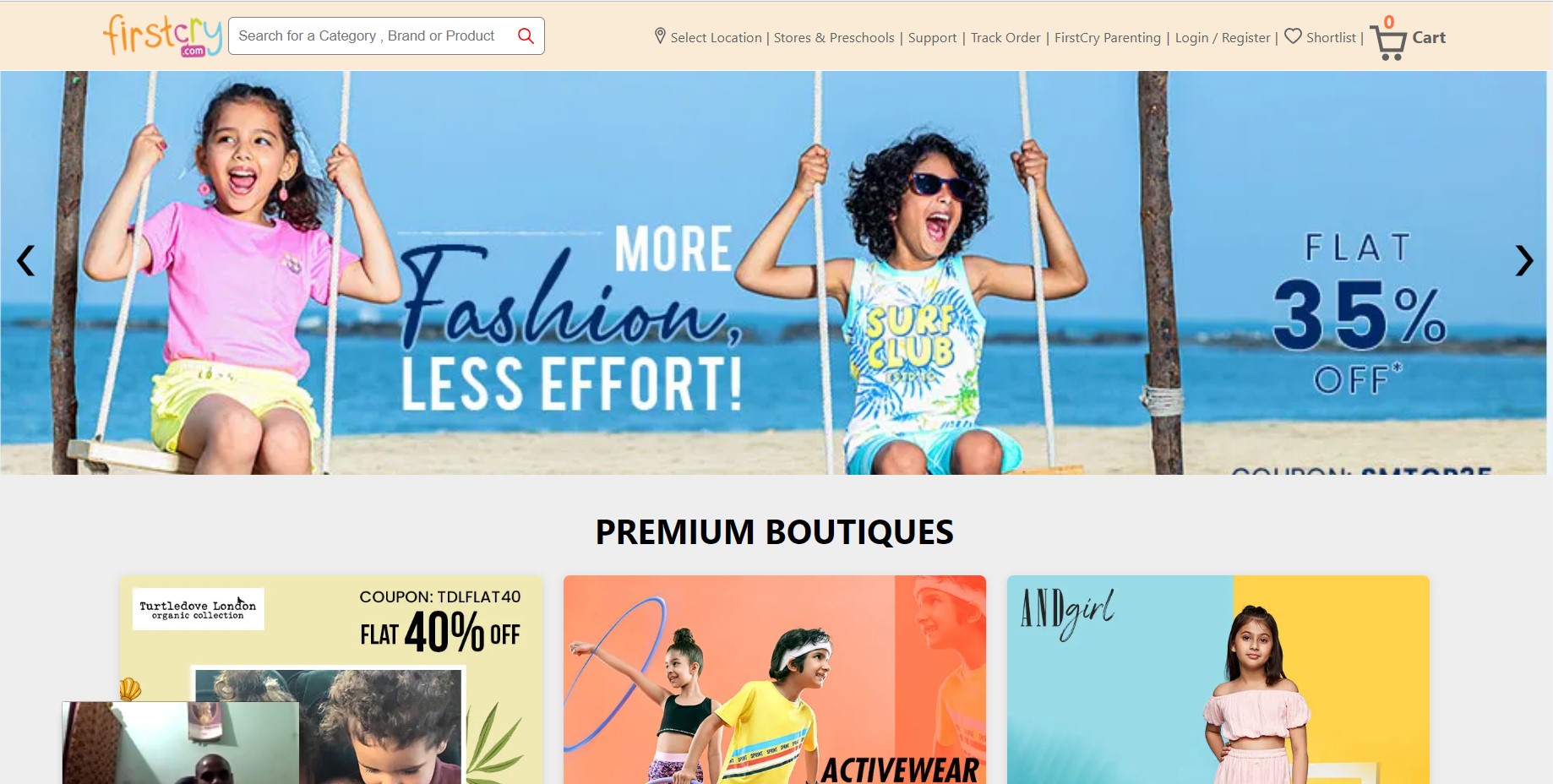 Firstcry landing page