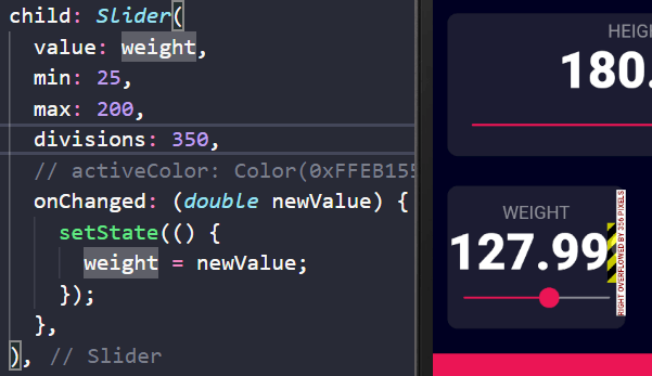 Slider, divisions: 175 / 350, the result is not always 0.5. Is that ok ...