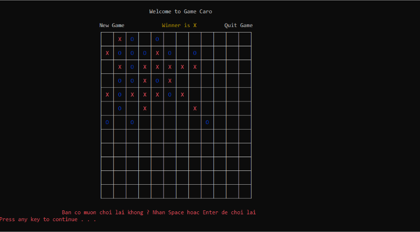 GitHub - anduckhmt146/CaroGame: Caro game is built with OOP C++ and ...
