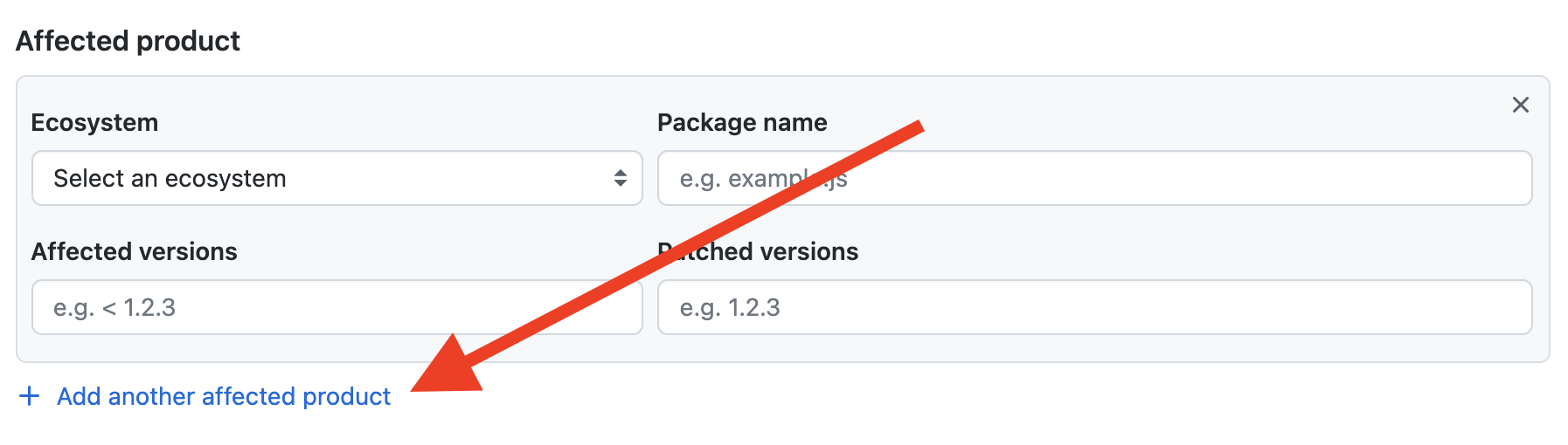 Add affected product