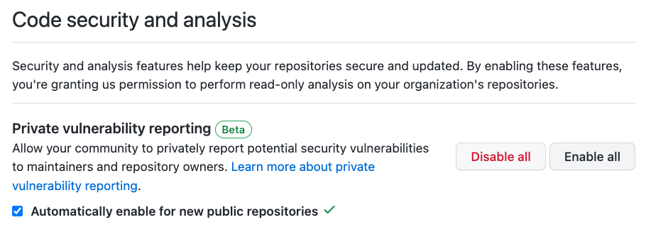 Private vulnerability reporting
