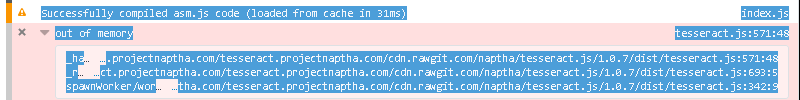 Out of memory · Issue #207 · naptha/tesseract.js · GitHub