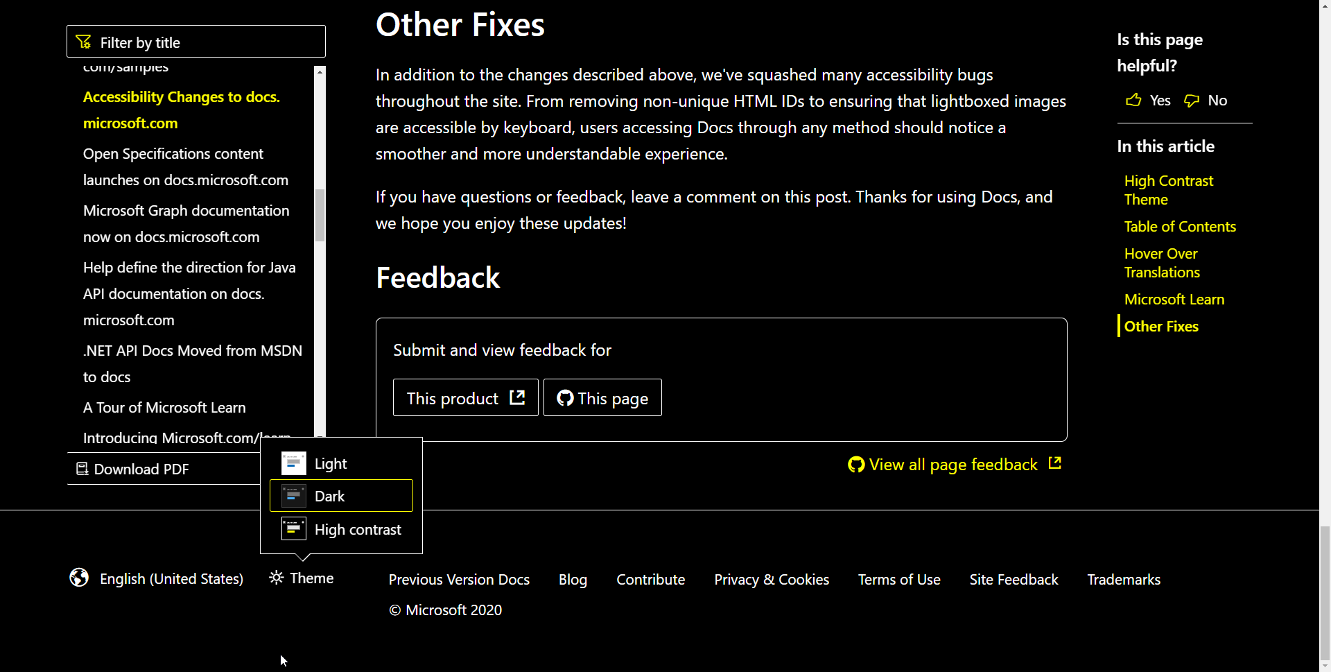 Pages switching theme preference to high-contrast mode, randomly ...
