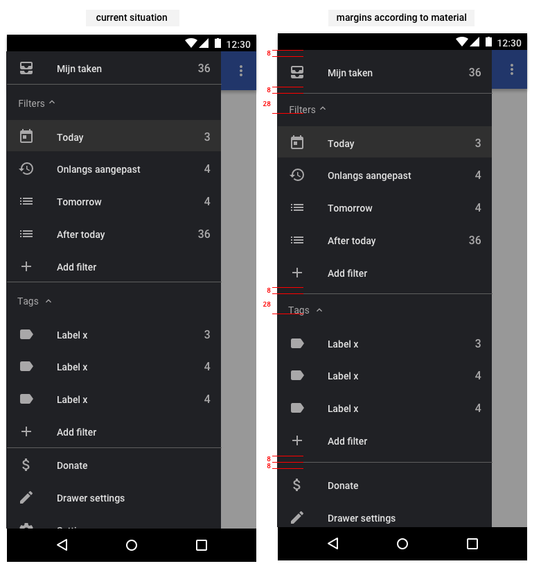 Add top and bottom margin to each section in nav drawer · Issue #1637 ...