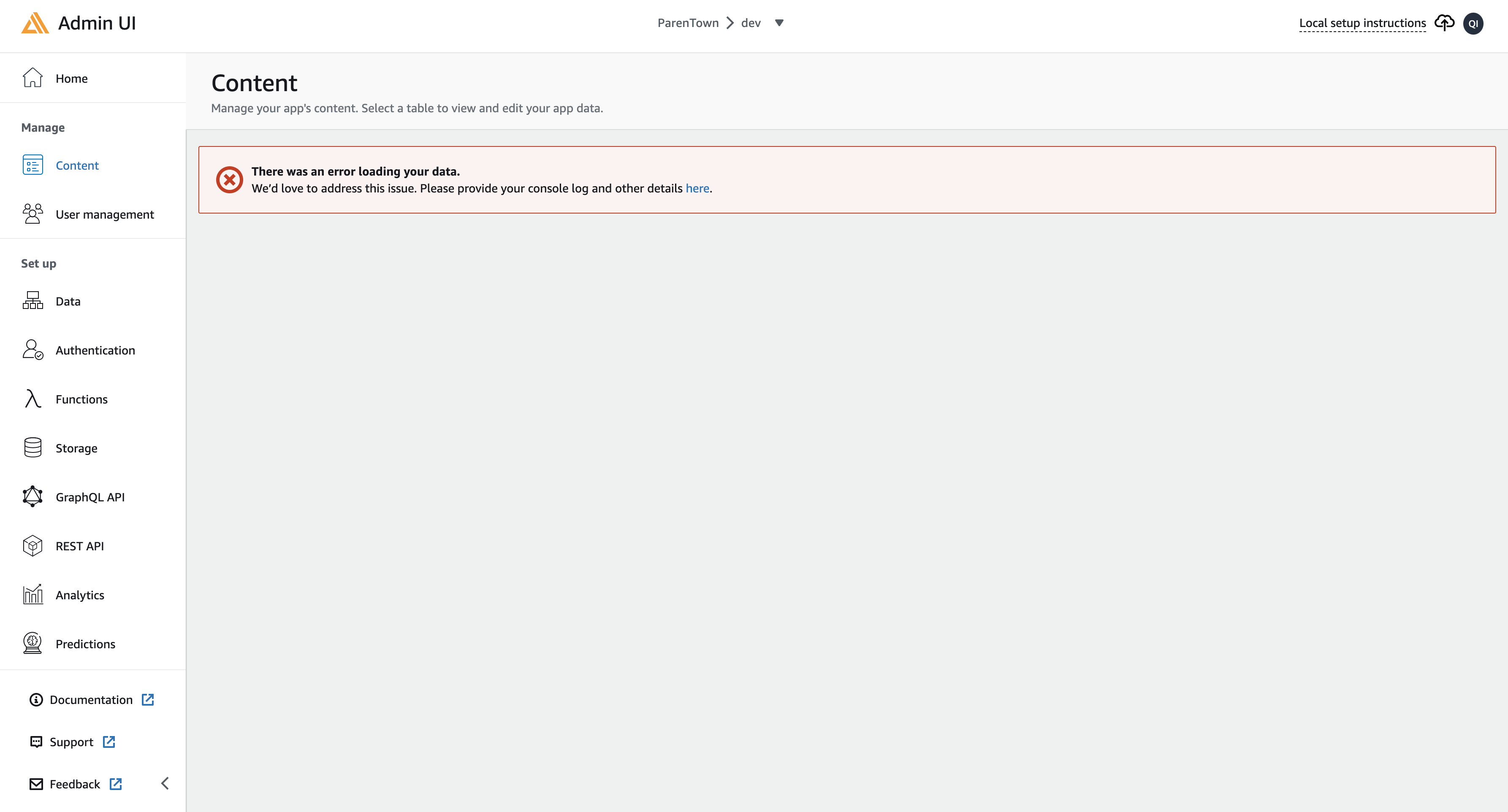 Content page not loading · Issue 285 · awsamplify/amplifystudio · GitHub